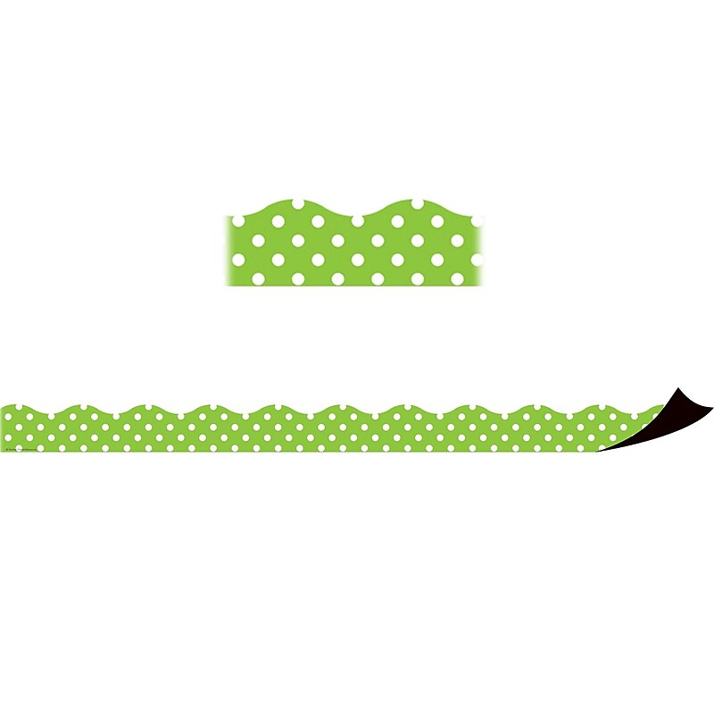 Teacher Created Resources Magnetic Borders, Lime Polka Dots (24 x 1.5) image 1