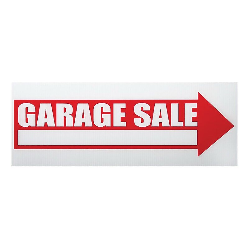 Cosco Garage Sale Sign, 6" x 17", Red/White (98054) image 1