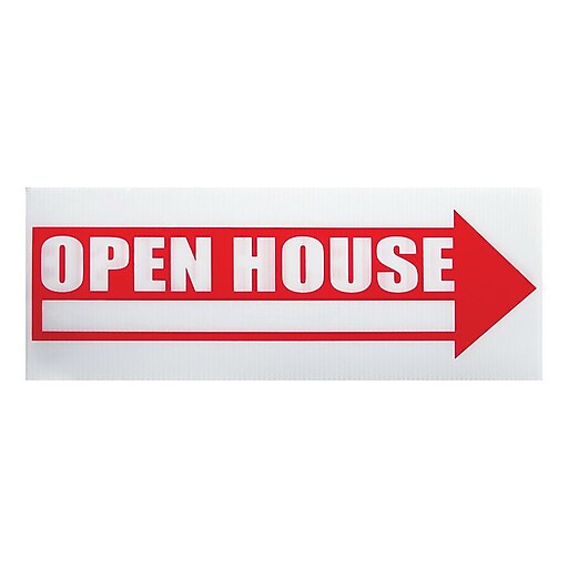 Cosco® Open House Sign, 6" x 17", Red and White (098057) Staples