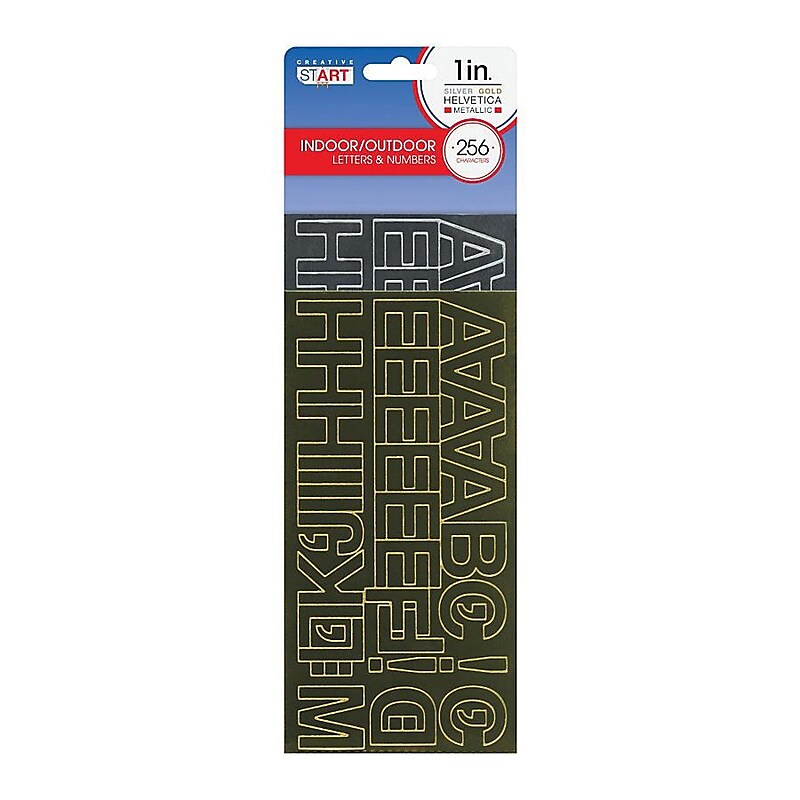 Cosco 1" Self-adhesive Letters and Numbers, Gold And Silver, 256 Characters/Pack (098151) image 1
