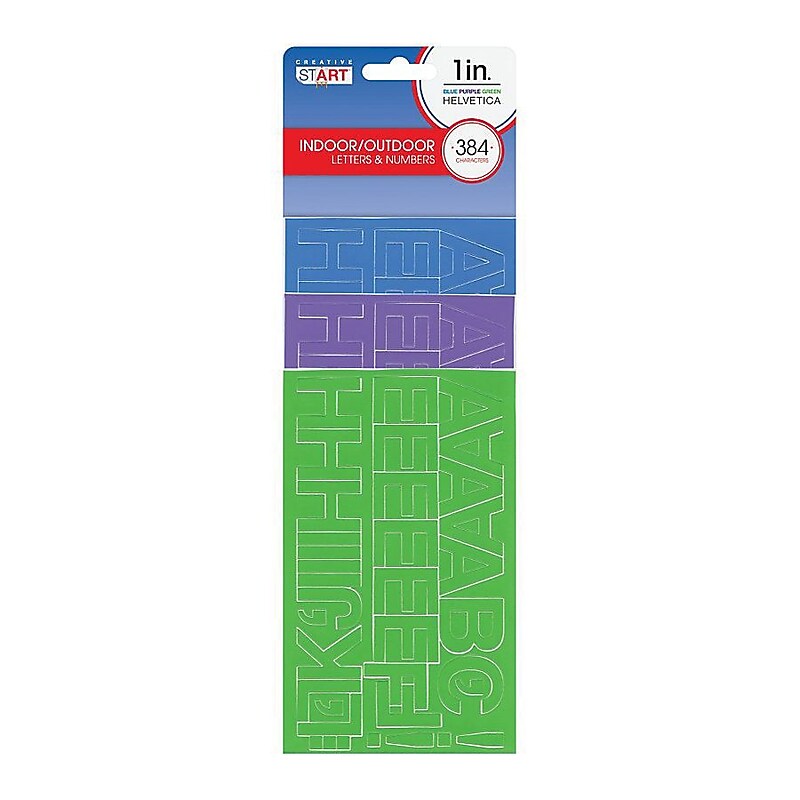 Creative Start® Self-Adhesive 1" Letters, Number and Characters, 256 count ,Blue, Purple and Green  (098153) image 1