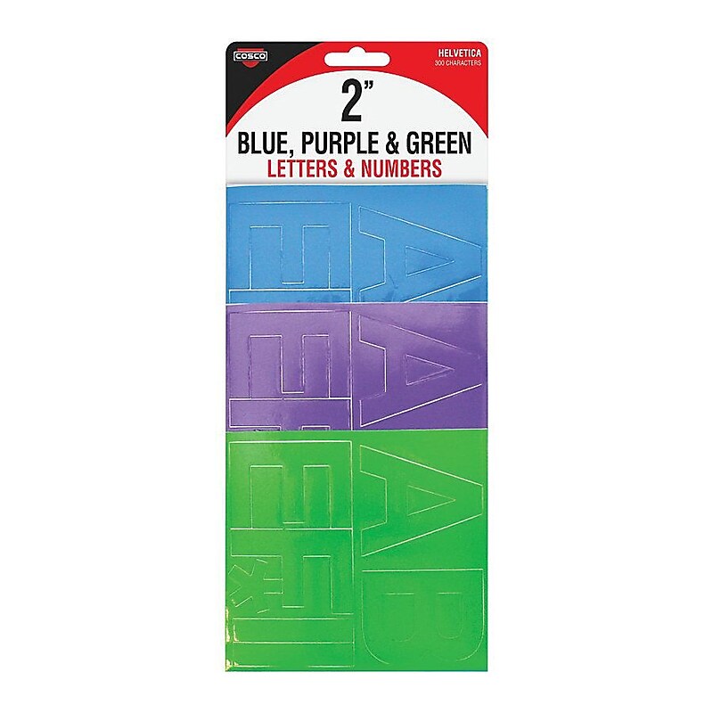 Cosco® Letter and Number, 2", Blue/Purple/Green (98158) image 1