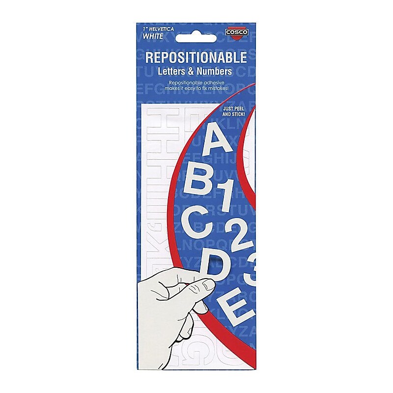 Cosco® Repostionable Letter and Number, 1", White (98194) image 1