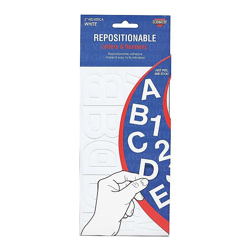 Cosco® Repostionable Letter and Number, 2", White (98196) image 1