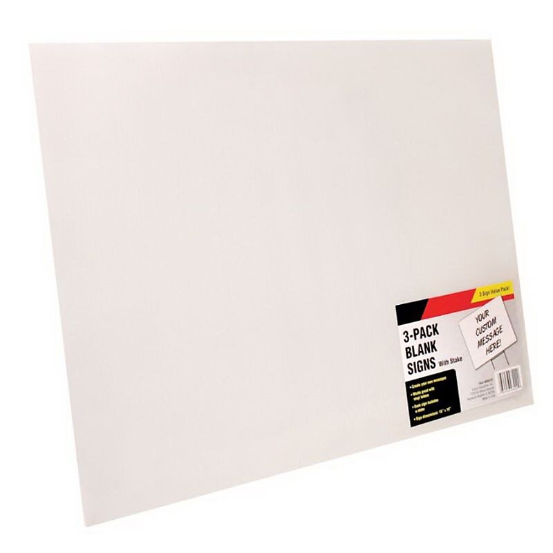Cosco® Large Blank Sign with Stake, 15" x 19", Plastic Corrugate, White (098229) image 1