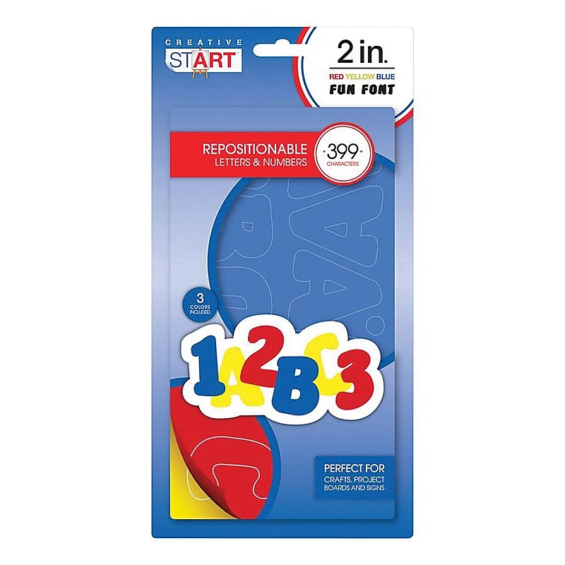 Creative Start Self-Adhesive Characters Letter and Number, 2", Primary Blue Primary Red and Primary Yellow (98255) image 1