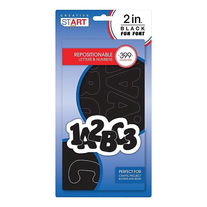 Creative Start Self-Adhesive Characters Letter and Number, 2", Black (98257) image 1