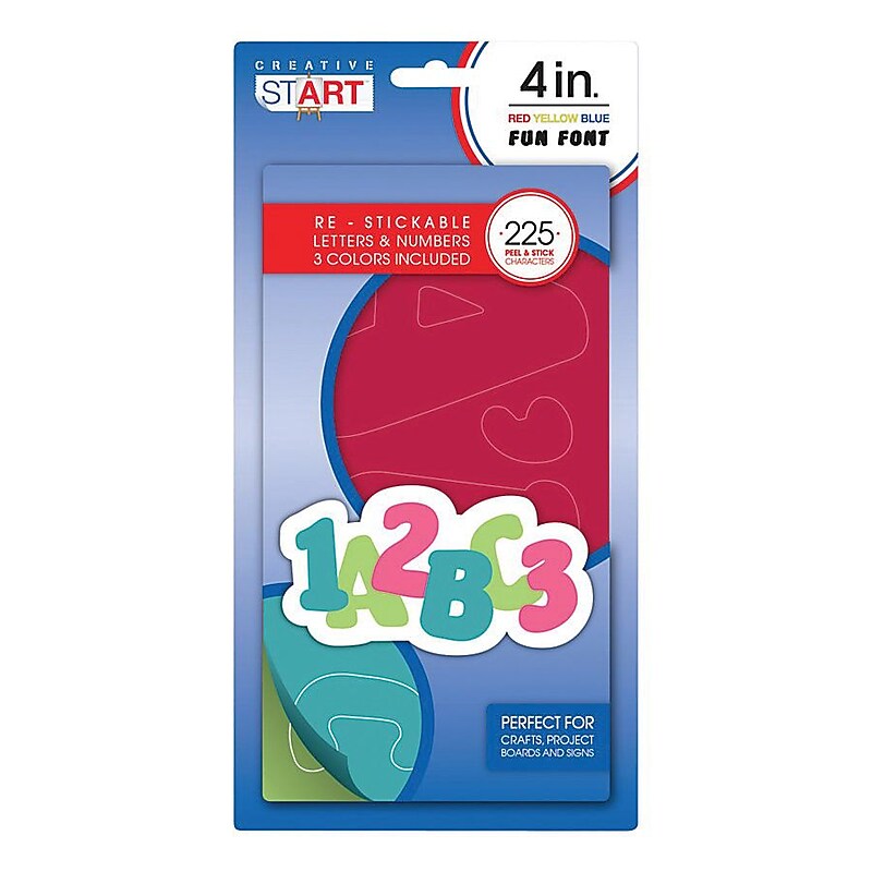 Creative Start® Self-Adhesive Characters Letter and Number, 4", Bright Blue Bright Green and Bright Pink (098259) image 1