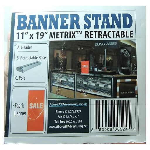 Metrix Retractable Banner Stand With Sale Sign, 11" x 19", Fabric (A1ST