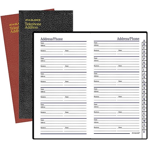 ATAGLANCE® 6" x 3 1/8" Large Print Telephone/Address Book, Assorted