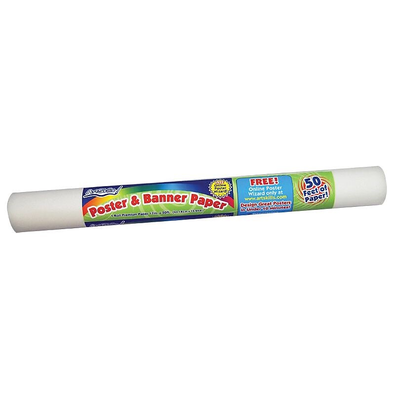ArtSkills® Poster And Banner Paper Roll, White, 17" x 50' (DE-187) image 1