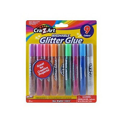 CraZArt® Washable Glitter Glue, 10.5 mL, 9/Pack (1130024) Staples