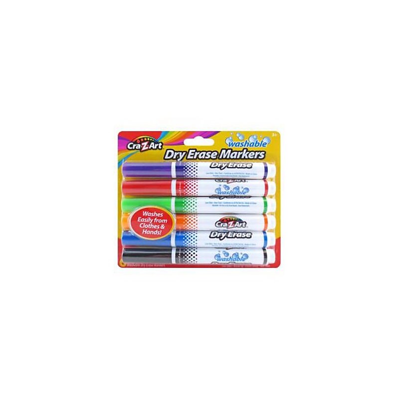 Cra-Z-Art Kids Washable Broadline Dry Erase Marker, Assorted, 6 Count (10048-24) image 1