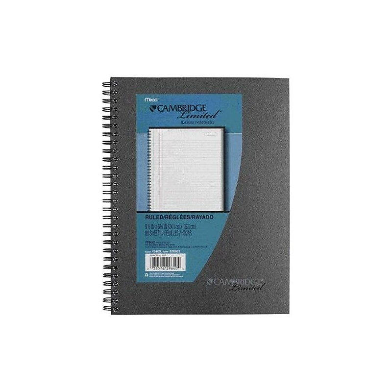 Mead Cambridge Notebook, Ruled, 9 1/2" x 7 1/2", Gray/Silver (47400) image 1