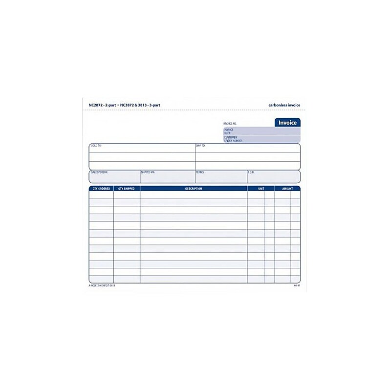 Adams 3-Part Carbonless Invoices, 100 Sets/Book (NC3872) image 1