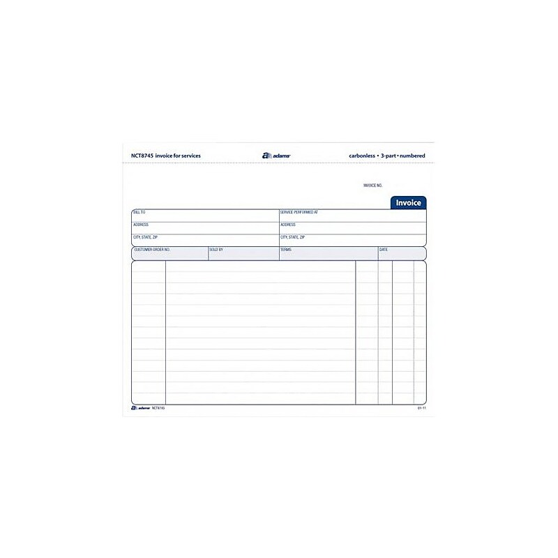 Adams 3-Part Carbonless Invoices, 50 Sets/Book (NCT8745) image 1