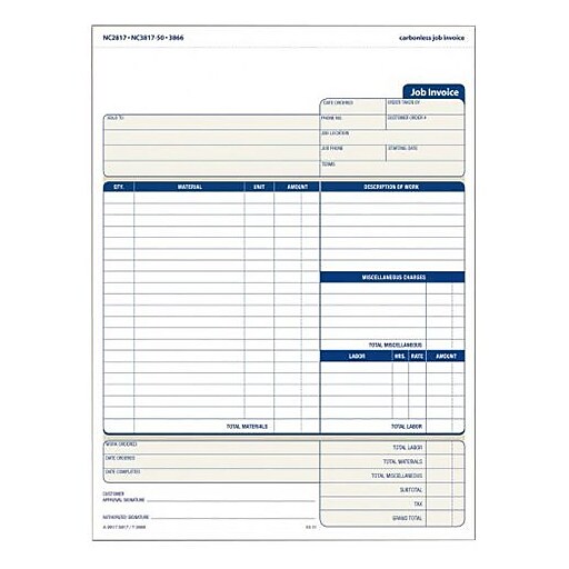 Adams 2Part Carbonless Invoices, 8" x 11", 100 Sets/Book (NC2817