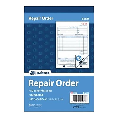 thumbnail image 2 of TOPS D5084 Repair Order Book - 2-Part Carbonless, 50 Sheets Per Book (Business Forms) 2 of 10