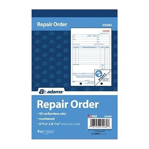 TOPS™ Repair Order Book, 2-Part, 50 Sheets/Book (D5084