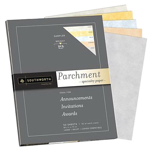 Southworth® Parchment Specialty Sampler Paper, 8 1/2" x 11", Assorted