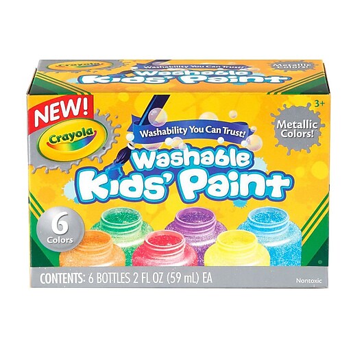Crayola Washable Kids Paint, Assorted Colors, 2 oz., 6/Set (545000
