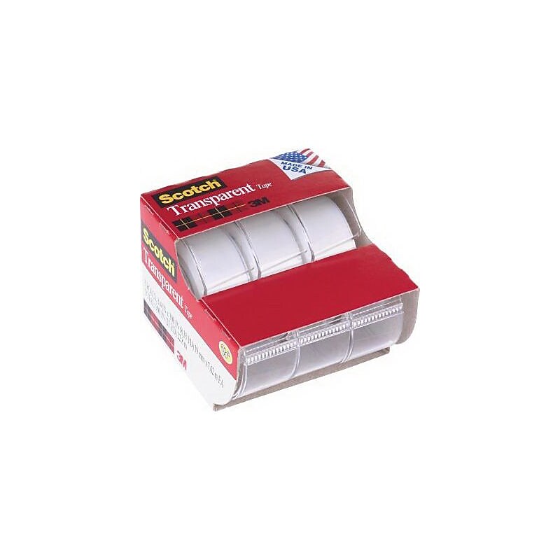 Scotch Transparent Clear Tape Refill, 0.75" x 8.33 yds., 1" Core, Transparent, 3 Rolls/Pack (157-S) image 1