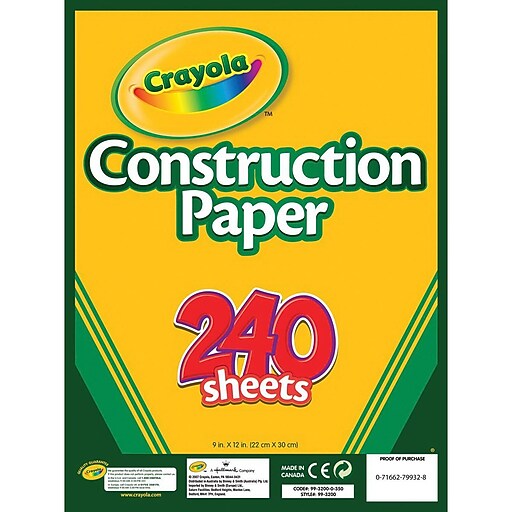 Crayola Construction Paper, 12" x 9", 240 / Carton, Assorted at Staples