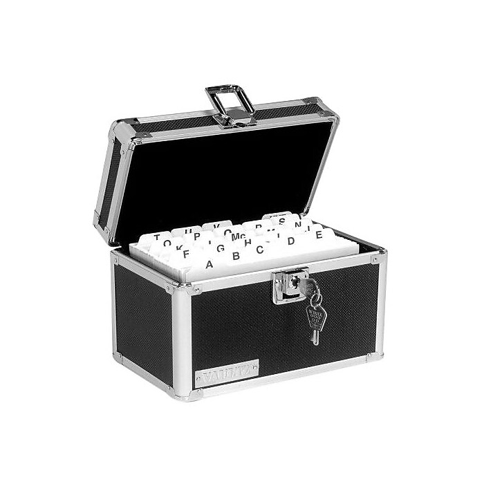 Vaultz™ Locking Card File, 350-Card Capacity, 3 x 5, Black | Staples