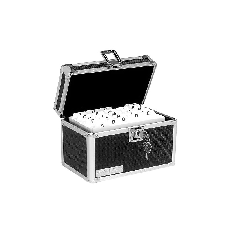 Vaultz™ Locking Card File, 350-Card Capacity, 3 x 5, Black image 1
