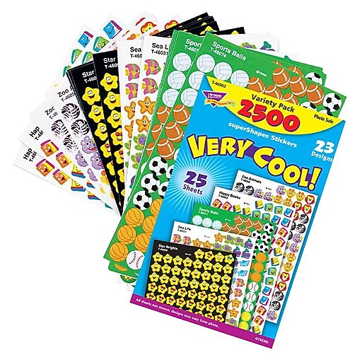 Trend® superShapes Very Cool! Variety Pack Sticker, Multicolor, 2500