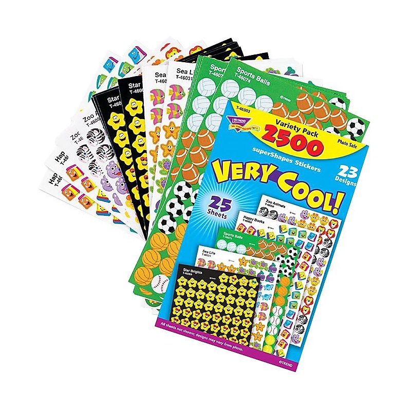 Trend® superShapes Very Cool! Variety Pack Sticker, Multicolor, 2500/Pack (T-46903) image 1
