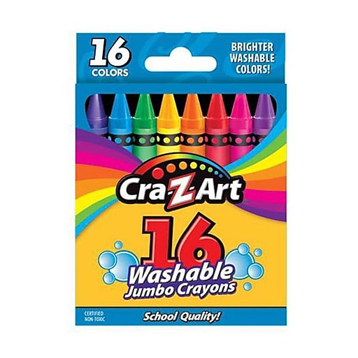 Cra-Z-Art Washable Jumbo Crayons, 16 Assorted Colors, 16/Pack