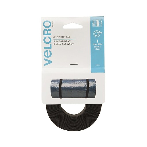 Velcro® OneWrap Adhesive Strap, 3/4" x 12', Black (90340) Staples