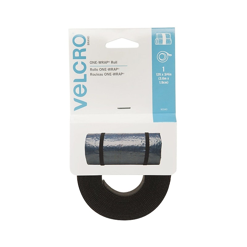 Velcro® One-Wrap Adhesive Strap, 3/4" x 12', Black (90340) image 1
