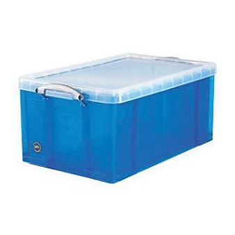 Really Useful Box® 64 Liter Snap Lid Storage Bin, Transparent Blue (64L TB)