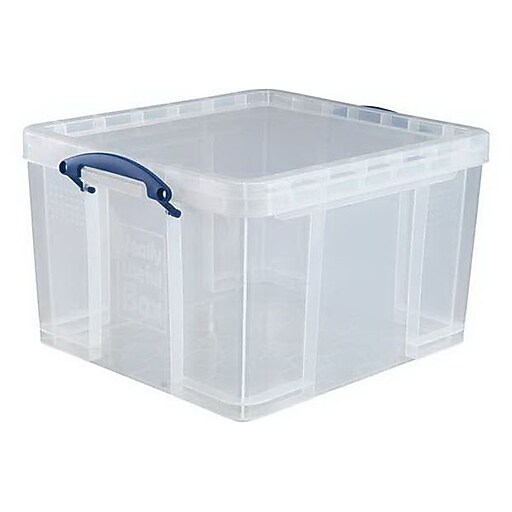 Really Useful Box® 42 Liter Snap Lid Storage Bin, Clear (42L CL) Staples