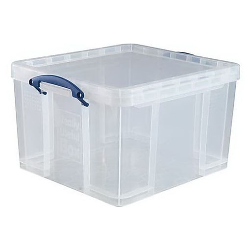 24h Staples Plastic Storage Box With Lid Stackable Clear 42 L New 