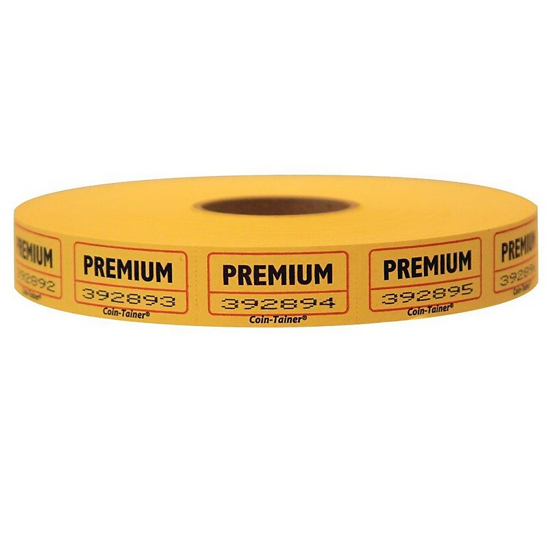 Pap-R Products Single Raffle Tickets, Yellow, 2000/Roll (215011112) image 1
