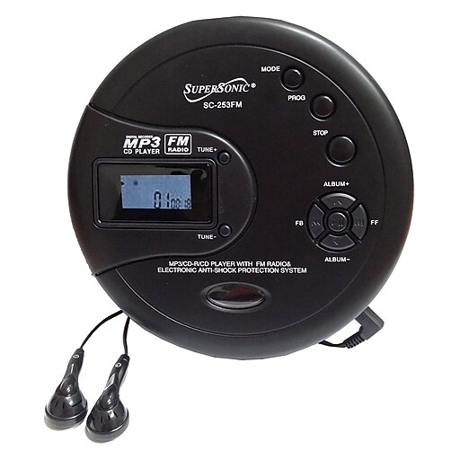 Supersonic sc253fm Portable CD Player, Black at Staples