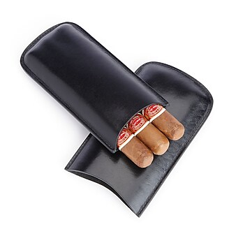 Royce Leather Genuine Italian Leather Triple Cigar Holder (965-BLACK-6)