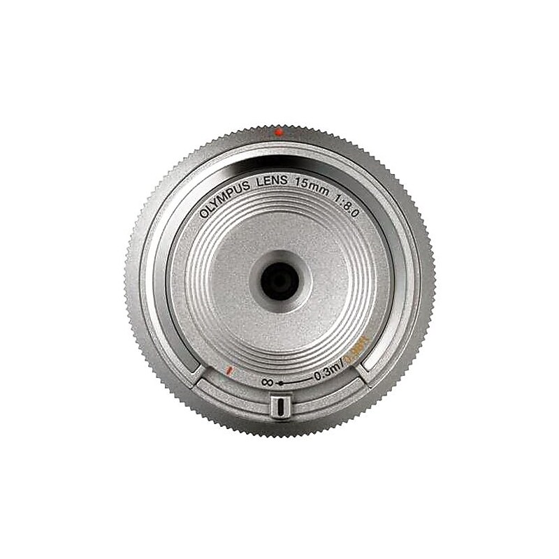 Olympus® V325010SW000 f/8.0 Body Cap Wide Angle Lens for E-P5 Micro 4/3 Cameras; Silver image 1