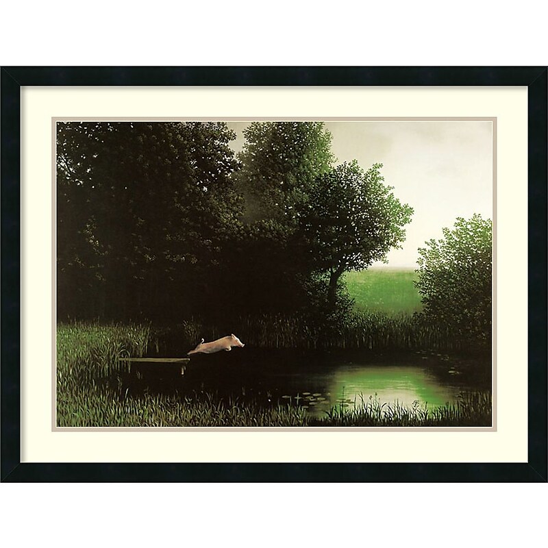 Michael Sowa 'Diving Pig' Framed Art Print 34" x 26" (DSW1385069) image 1