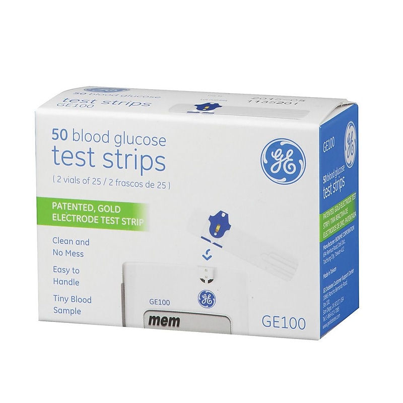 GE GE100 Blood Glucose Test Strips, 50 Strips/Box (GE100TS) image 1