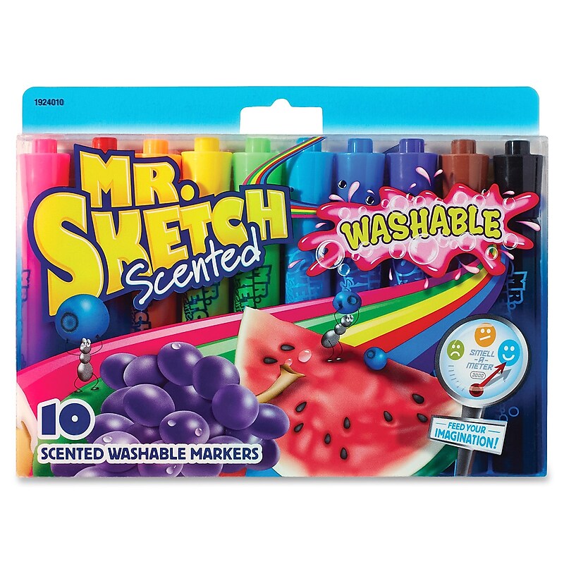Mr. Sketch Scented Markers, Chisel Point Style, Assorted Ink, 10/Set image 1