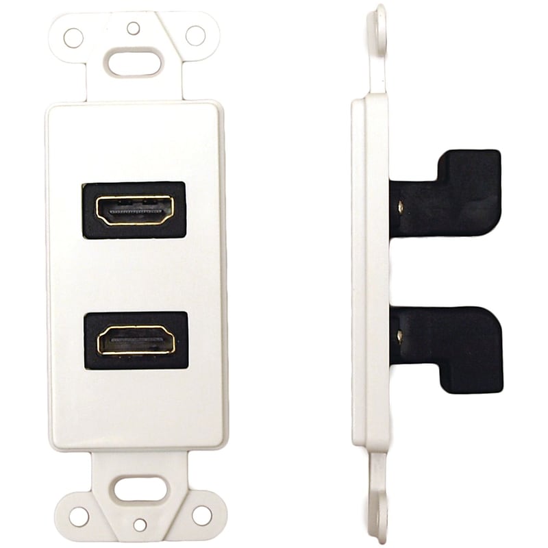 Datacomm Electronics Decor Wall Plate Insert With 90 degrees  Dual HDMI Connector image 1