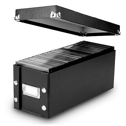 SnapNStore® CD Storage Boxes, Set of 2 Boxes, Black (SNS01617) Staples