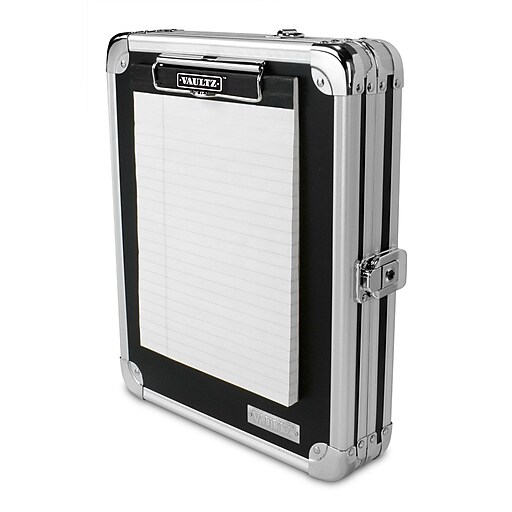 Vaultz®, Locking Mini Storage Clipboard, 5" x 8", Key Lock, Black with
