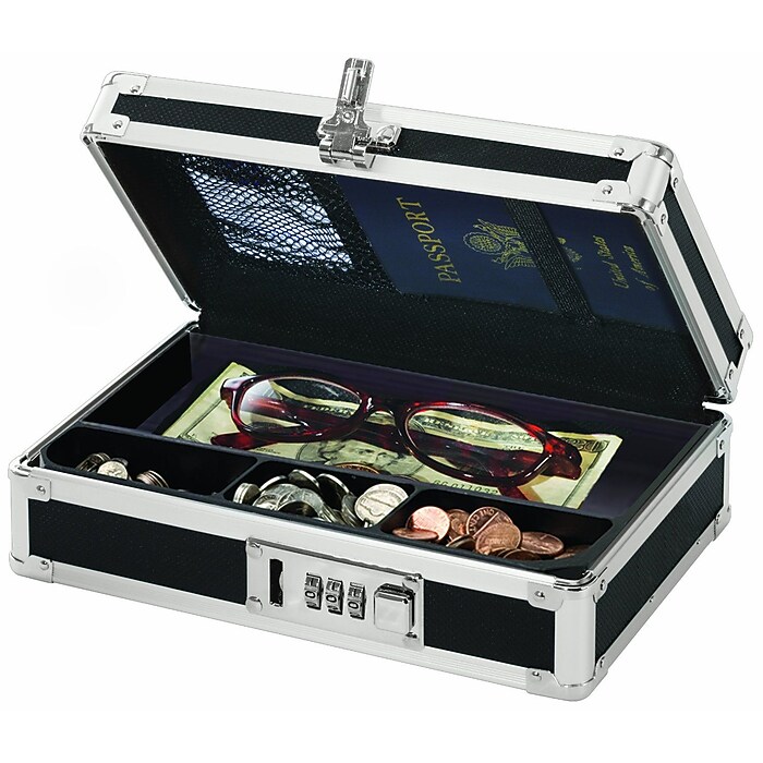 Vaultz® Locking Mini Cash Box with Tray, 2.75