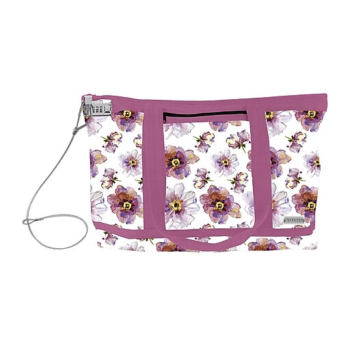 Vaultz® Locking Zipper Tote Bag, Pink/Purple Floral (VZ00679) at Staples
