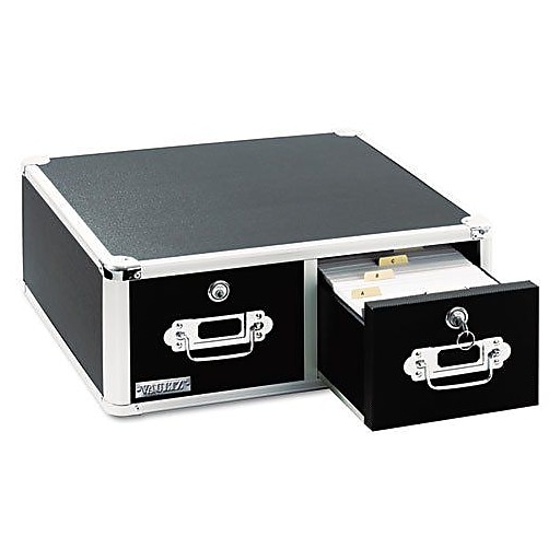 Vaultz® Locking 4x6 Index Card Cabinet, Double Drawer, Black | Staples